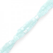 Faceted glass beads Cube 2x2mm Icy blue-pearl shine coating